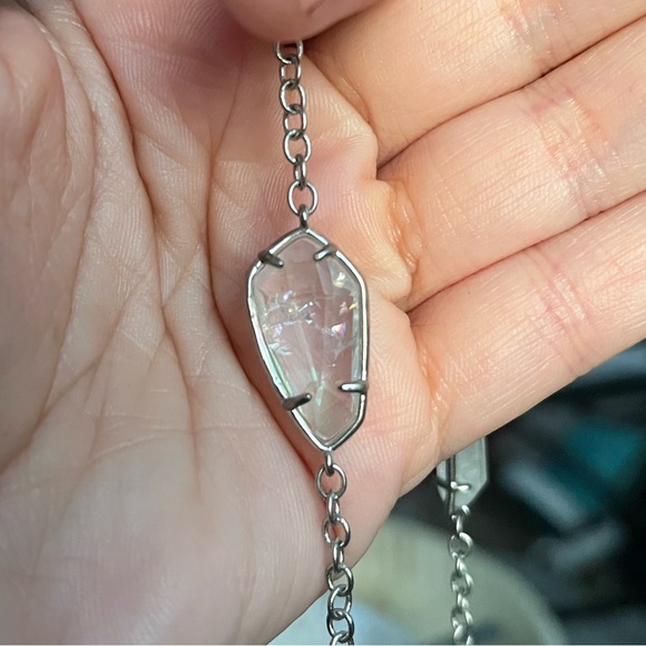 Kendra Scott Brand New Quartz Glass Gem Station Necklace Silvertone NWT - Picture 4 of 7